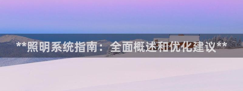 **照明系统指南：全面概述和优化建议**